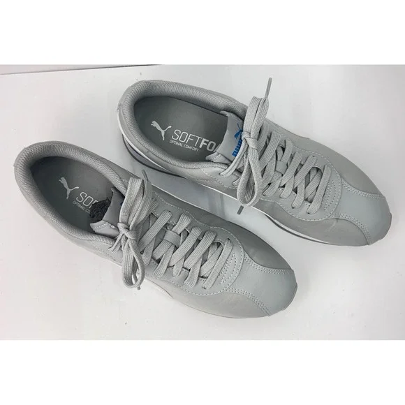 Puma Turin II Mens Sneakers Grey White Blue Low Top SoftFoam Trainers - Picture 6 of 12